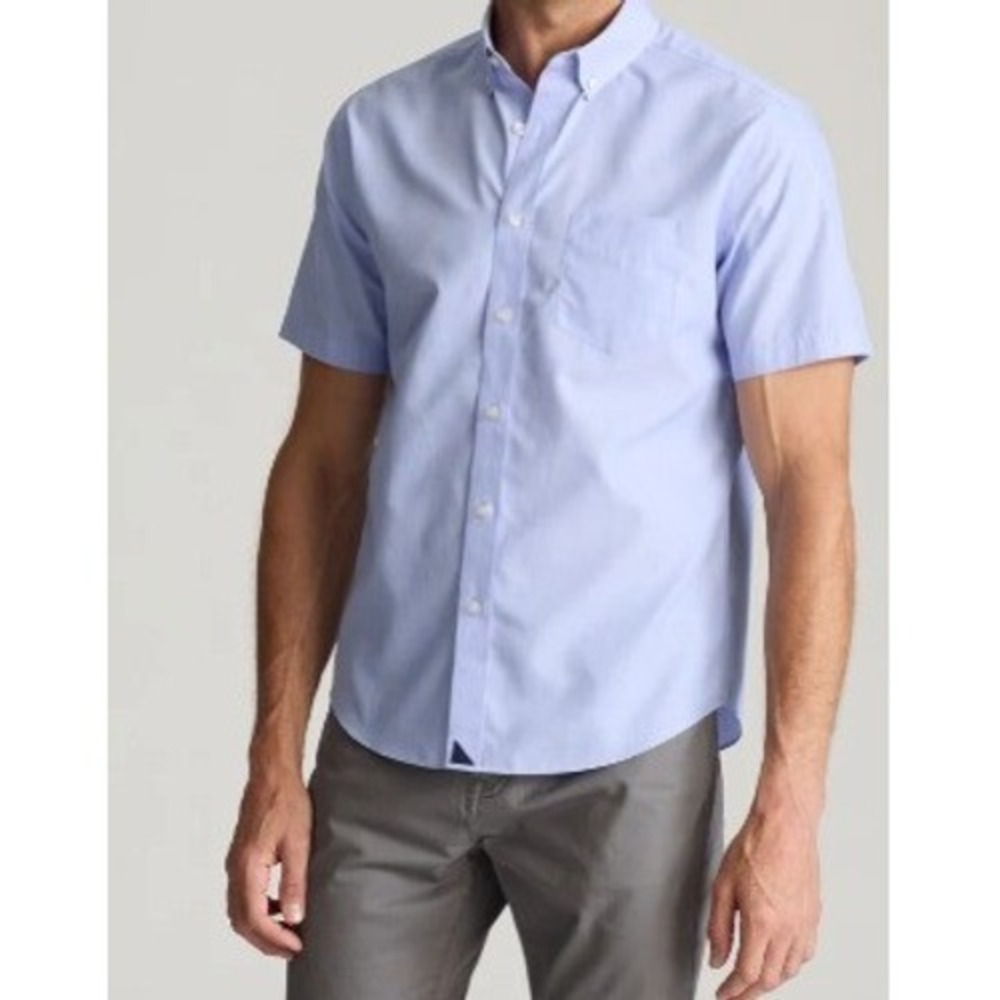 UNTUCKit Mens Light Blue Hillstowe Wrinkle Free Short Sleeve Button Up Shirt XXL
